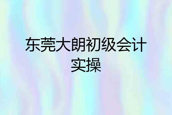 东莞大朗初级会计实操
