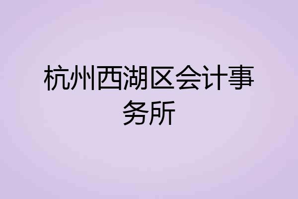 杭州西湖区会计事务所