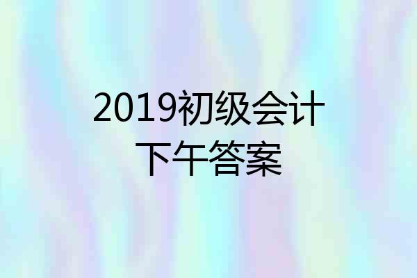 2019初级会计下午答案