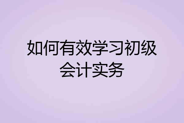 如何有效学习初级会计实务