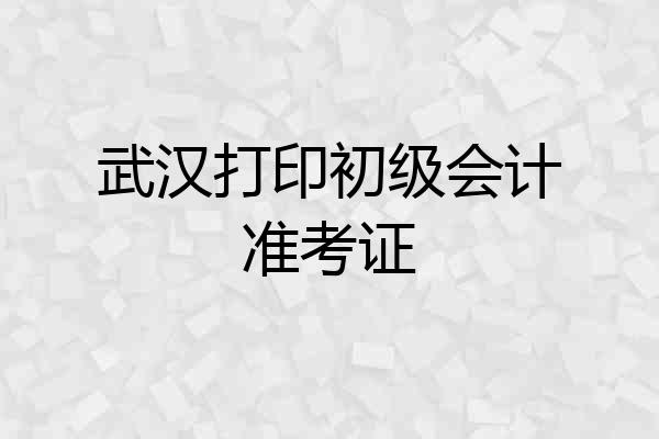 武汉打印初级会计准考证