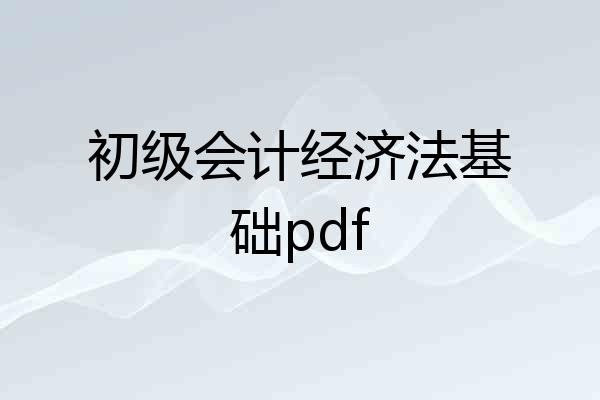 初级会计经济法基础pdf