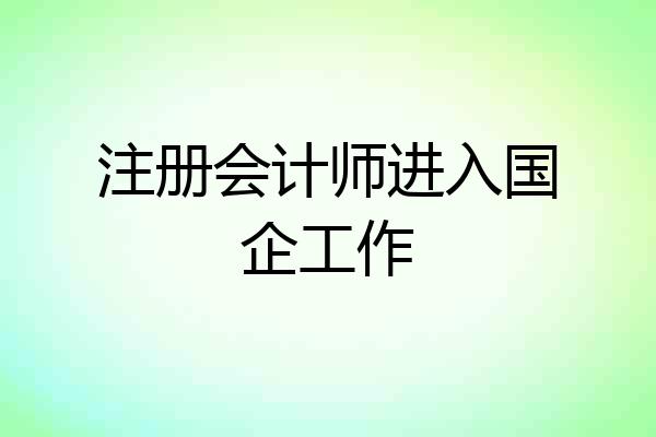 注册会计师进入国企工作