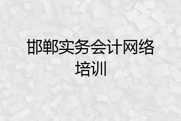 邯郸实务会计网络培训