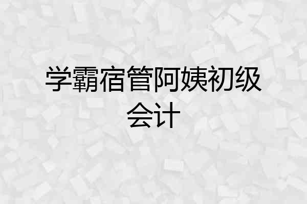 学霸宿管阿姨初级会计