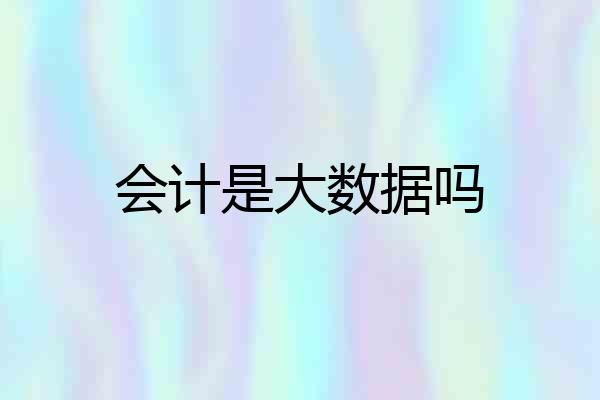 会计是大数据吗