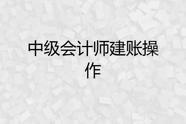 中级会计师建账操作