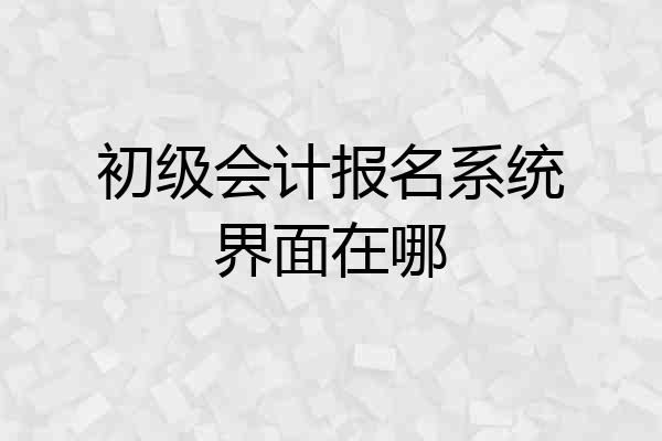 初级会计报名系统界面在哪