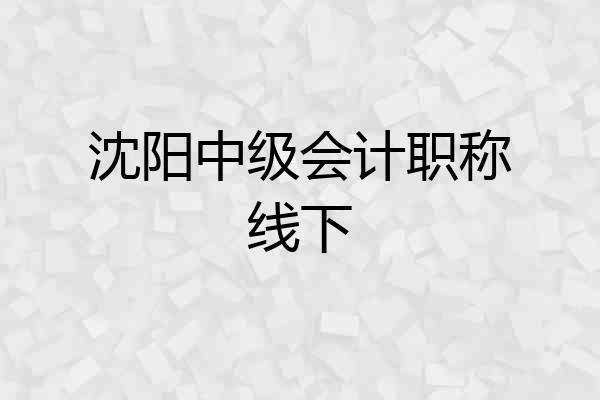 沈阳中级会计职称线下