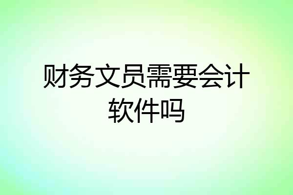 财务文员需要会计软件吗