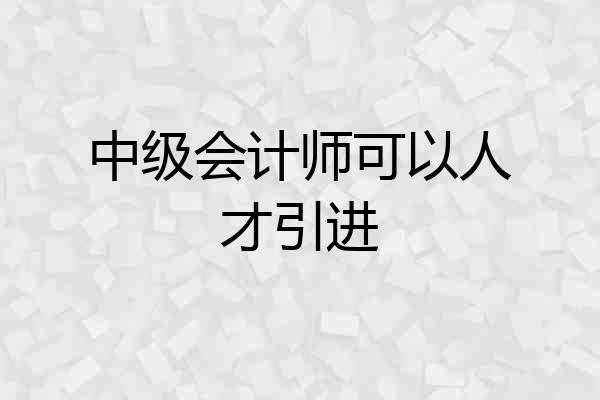 中级会计师可以人才引进