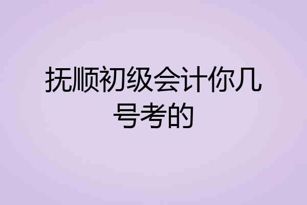 抚顺初级会计你几号考的