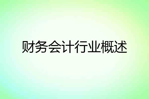 财务会计行业概述