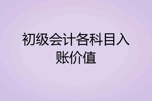 初级会计各科目入账价值