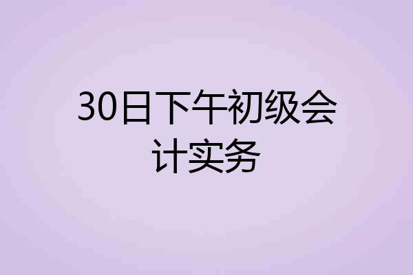 30日下午初级会计实务