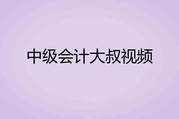 中级会计大叔视频