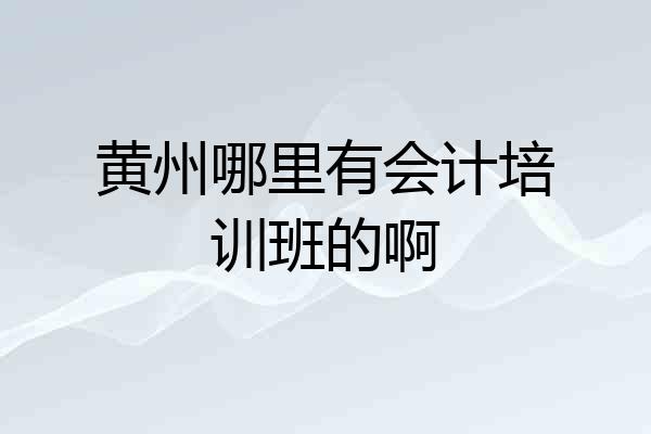黄州哪里有会计培训班的啊