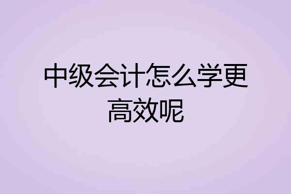中级会计怎么学更高效呢