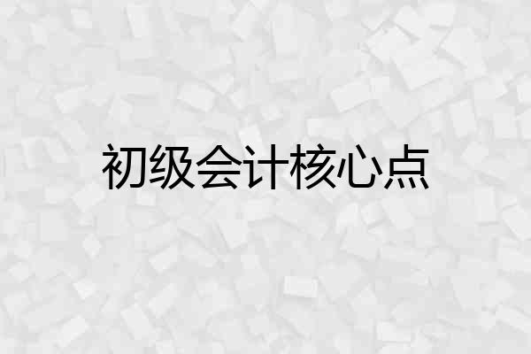 初级会计核心点