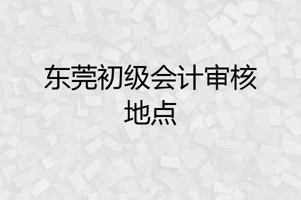 东莞初级会计审核地点