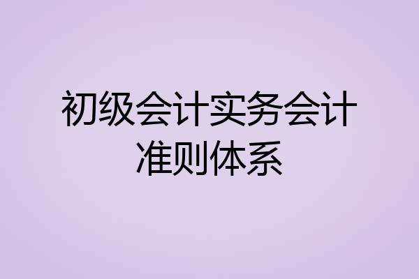 初级会计实务会计准则体系