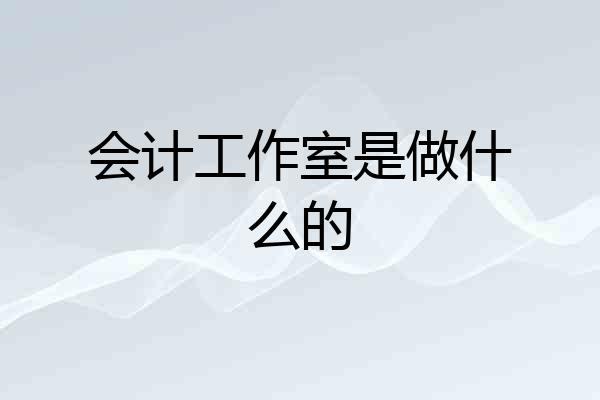 会计工作室是做什么的