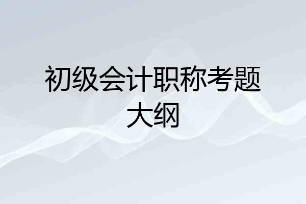 初级会计职称考题大纲