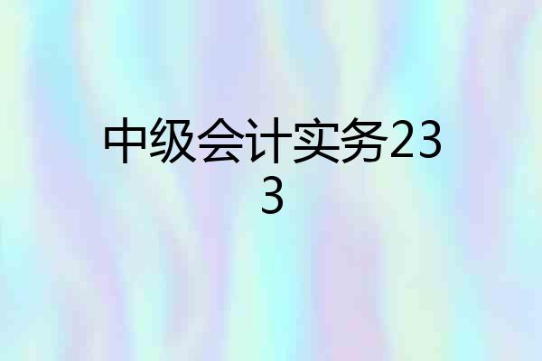 中级会计实务233