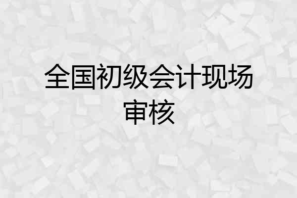 全国初级会计现场审核