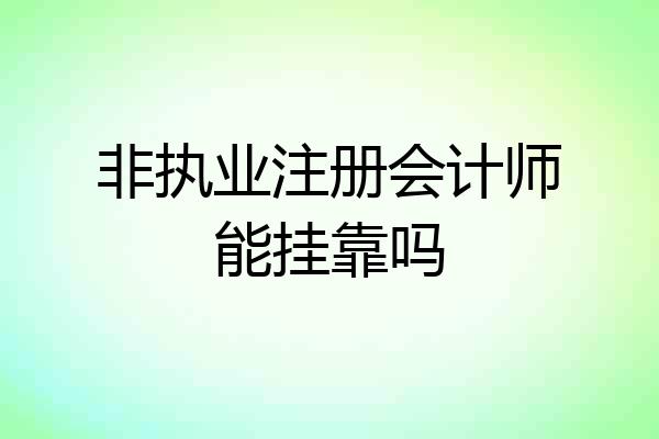 非执业注册会计师能挂靠吗
