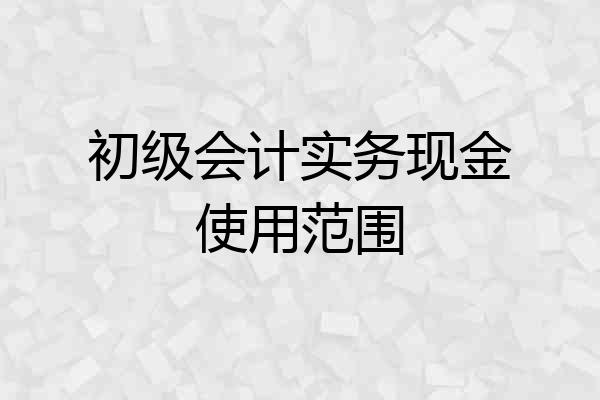 初级会计实务现金使用范围