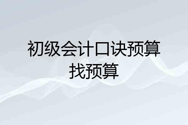 初级会计口诀预算找预算