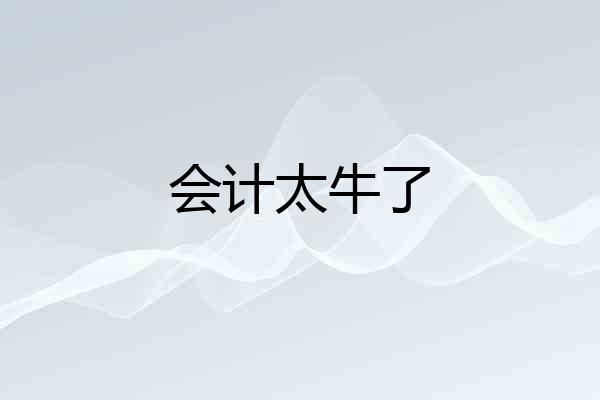 会计太牛了