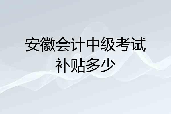 安徽会计中级考试补贴多少