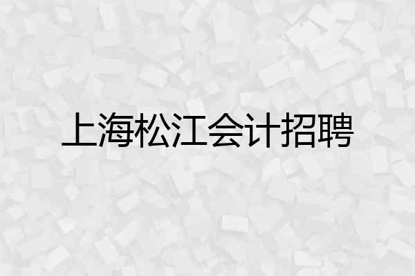 上海松江会计招聘
