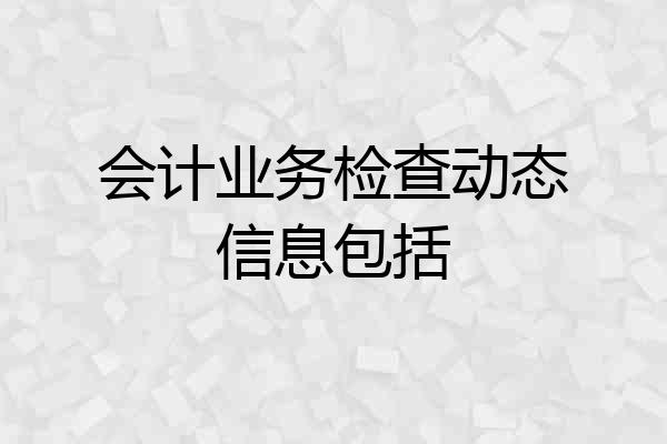 会计业务检查动态信息包括