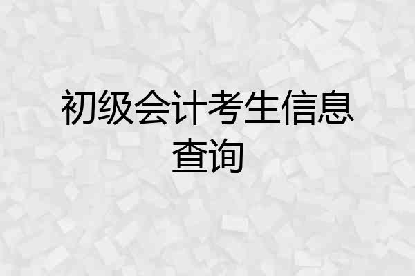 初级会计考生信息查询