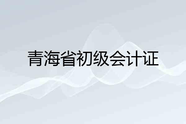 青海省初级会计证
