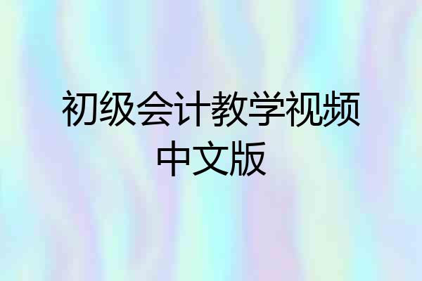 初级会计教学视频中文版