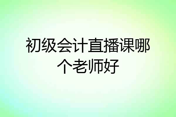 初级会计直播课哪个老师好