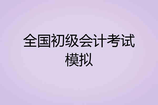 全国初级会计考试模拟