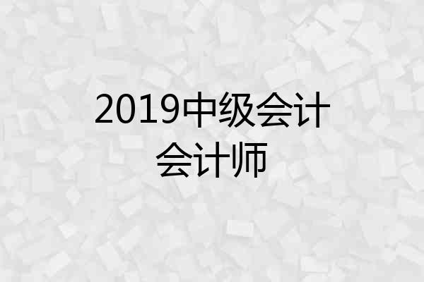 2019中级会计会计师