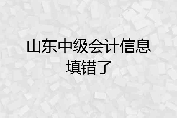 山东中级会计信息填错了