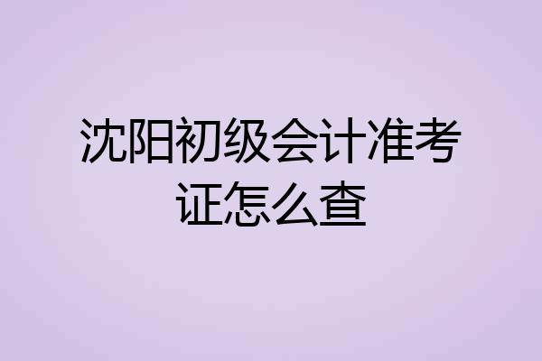 沈阳初级会计准考证怎么查