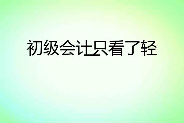 初级会计只看了轻一