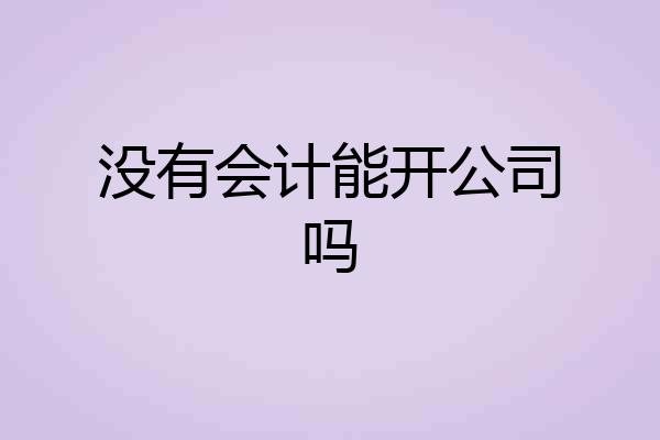 没有会计能开公司吗