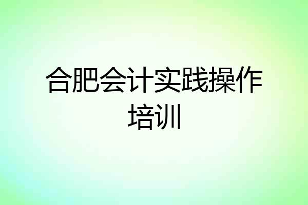 合肥会计实践操作培训