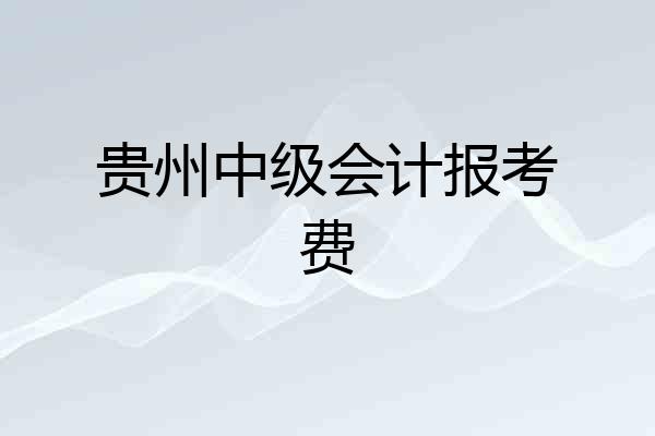 贵州中级会计报考费