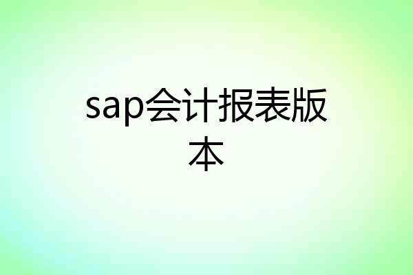 sap会计报表版本