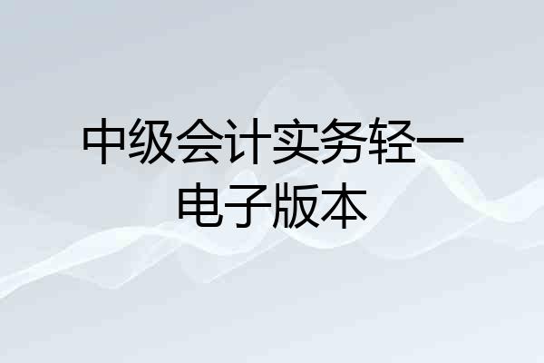 中级会计实务轻一电子版本